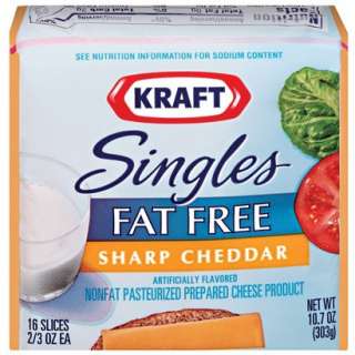 Kraft Singles Fat Free Sharp Cheddar Cheese Slices   10.7 oz. 16 ct 