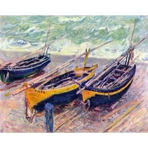  Dock of tretat three fishing boats by Monet canvas art 