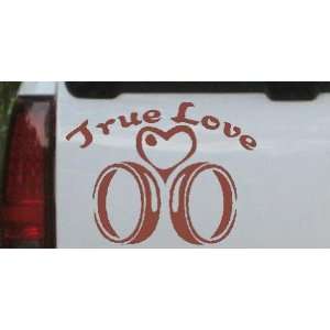 Brown 10in X 7.5in    True Love Wedding Rings Heart Car Window Wall 