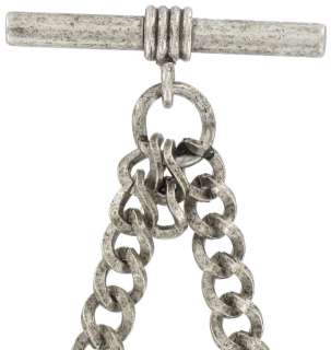Antiqued Silver Tone Pewter Double Albert Watch Chain  