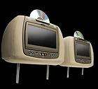 AUDI Q7 DVD Headrest Set In Beige by Invision NEW