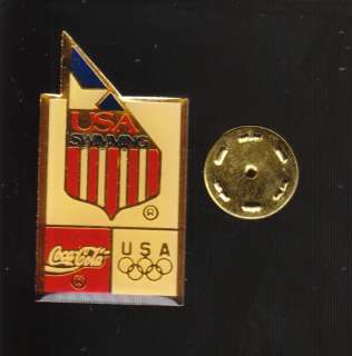 USA SWIMMING TEAM 1992 OLYMPICS COCA COLA LAPEL PIN  