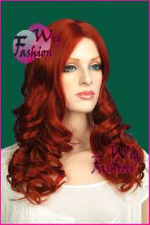 Long Curly Copper Red no Bangs Hair Wig FA61  