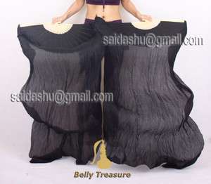 GD】pair belly dance costume fan veil 100% silk ON SALE new  