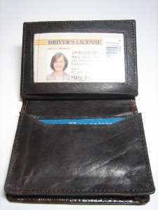BROWN CROCO CREDIT CARD LEATHER W/Flap WALLET ID HOLDER  