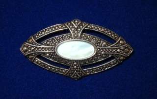 Vintage Deco Style Pearlized Gothic Cross Brooch Pin  