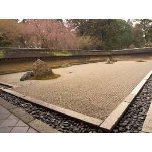  Temple, Dry Stone Garden and Blossom, Kyoto City, Honshu Island 