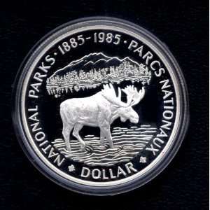  Canada National Parks Moose Silver $1 Coin 1985 Canadian 