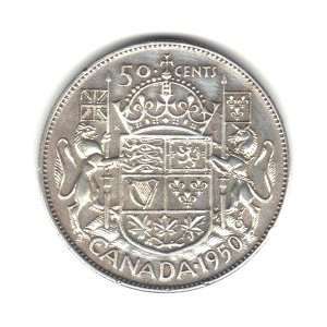  1950 Canada 50 Cents Coin KM#45   80% Silver Everything 