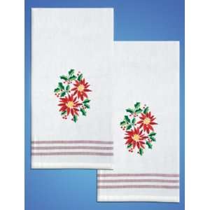  Stamped Kitchen Towels For Embroidery Poinsettia Arts 