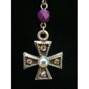  Vogue Purple Beads Crystal Cross Necklace Jewelry