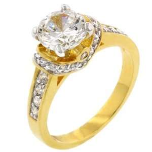  14K Gold Bonded Ckear CZ Engagement Ring Jewelry