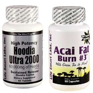 Combo ACAI Fat Burn #3 and Hoodia Ultra 2000 Diet Pill with Green Tea 
