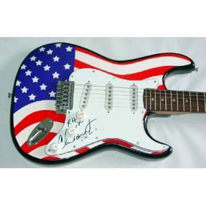  RHCP Chad Smith Autographed Signed USA Flag Guitar & Proof 