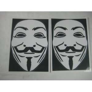  2 x Anonymous Guy Fawkes V Mask decal sticker Everything 