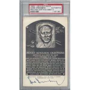 Hank Greenberg Autographed 1953 HOF B&W Plaque Card PSA/DNA Slabbed 