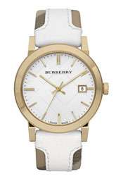 Burberry Timepieces Large Stamped Leather Strap Watch $495.00