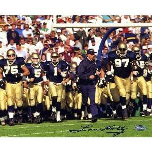 Lou Holtz Notre Dame Fighting Irish   Running onto the Field with 