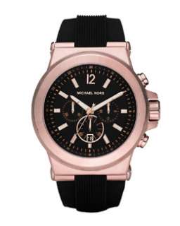Y0MPF Michael Kors Oversized Dylan Silicone Chronograph Watch, Black