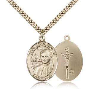 Gold Filled Pope John Paul II Medal Pendant 1 x 3/4 Inches 7234GF 