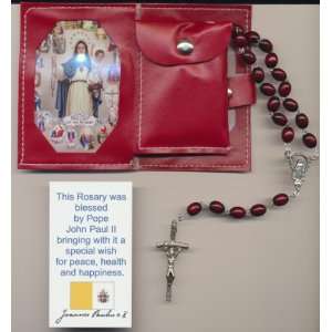  Reddish Brown Rosary Blessed by Pope John Paul II on 8/17 