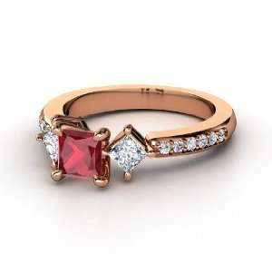  Caroline Ring, Princess Ruby 14K Rose Gold Ring with 