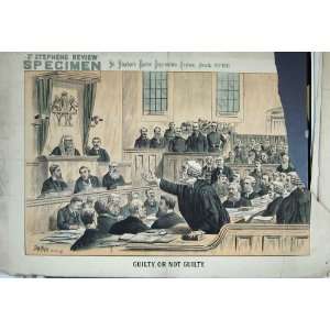   1887 Political Cartoon Court Room Judge Jury Tom Merry