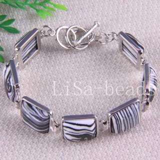 Zebra Stone Jasper Beads Gemstone Bracelet 8L LH1106  