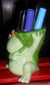 Japan Ceramic Frog Toothbrush Holder or Make it a Desk Pen/Pencil 