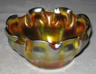   TIFFANY GOLD FAVRILE ART GLASS BOWL LCT MISSION ARTS CRAFTS RUBY