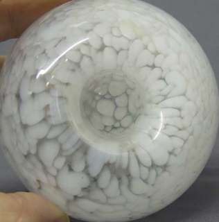 Laxa Glashytta Art Glass Candleholder White Spatter Orb  