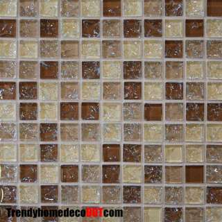 Sample  Brown Crackle Glass Mosaic Tile Kitchen Backsplash Bath Wall 