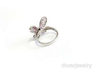 Estate Diamond 1.07ct 18K Gold Pink Sapphire Butterfly Ring NR  