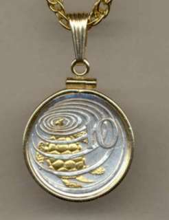 Gold on Silver Cayman Islands Turtle Coin Necklace in Gold Filled 