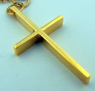 Real Yellow Gold Filled Cross Necklace & Chain Pendant  