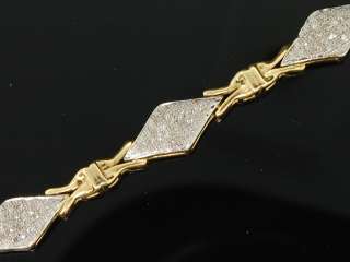   GOLD 0.50 CT WHITE DIAMOND PAVE LINK DESIGNER BRACELET 7.50  