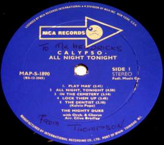 THE MIGHTY DUKE LP Calypso All Night Long A La King  