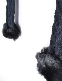  Warm Girl Cute Knit Rabbit Fur Hand Wrist Warmer Fingerless Gloves