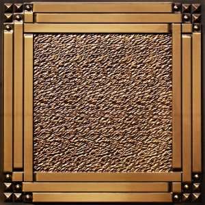  209 Faux Tin Drop In Ceiling Tiles 24x24   Antique Gold 