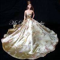 G23 Evening/Party Dress for Holiday Barbie Dolls, Gold  