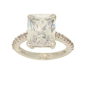  Large Emerald Cut Clear Cubic Zirconia Solitaire Ring with 