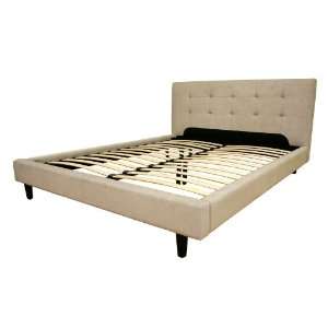   Furniture  Quincey Beige Twill Fabric Queen Size Bed