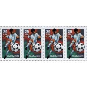 World Cup Soccer Plate Block / Set of 4 x 29 cent US Postage Stamp 
