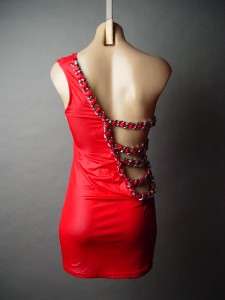 RED Hot Chain Cutout Back Club Party Mini fp Dress L  