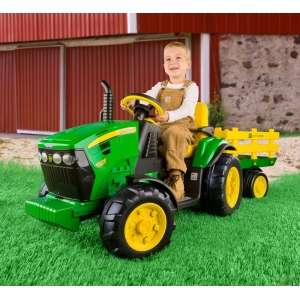Peg Perego John Deere 12 volt Tractor with Trailer Ground Force 