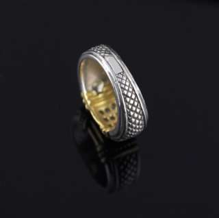 Judith Ripka Two Sterling Silver 18k Yellow Gold Diamond Ring  