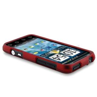 For HTC EVO 3D White+Red+Blue Hard Coated Case+Pro  