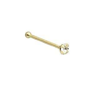   Solid Gold Nose Bone Ring 1.5mm CZ 22G FREE Nose Ring Backing Jewelry