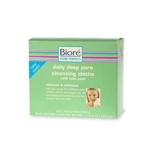 Biore Pore Perfect Daily Deep Pore Cleansing Cloths, Refill Twin Pack 