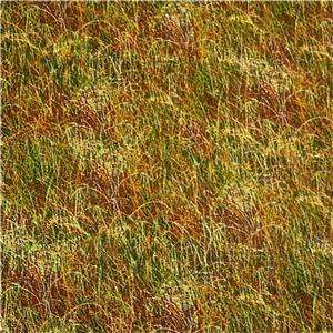 South Seas Imports Cotton Fabric, Landscape, Autumn Grass, Gold, Red 
